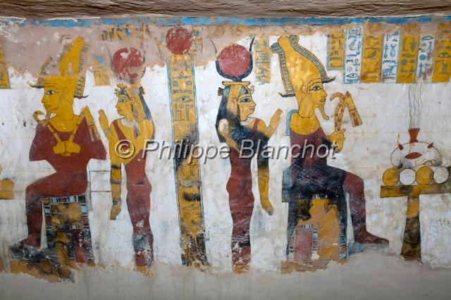 egypte desert libyque 18.JPG - Fresques peintes sur les murs d'un tombeau à BahareyaDésert libyque, Egypte